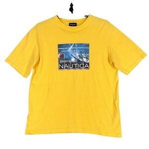 Vintage 1990s Nautica Sailing T Shirt Mens M Nautical Boat Racing made in‎ USA
